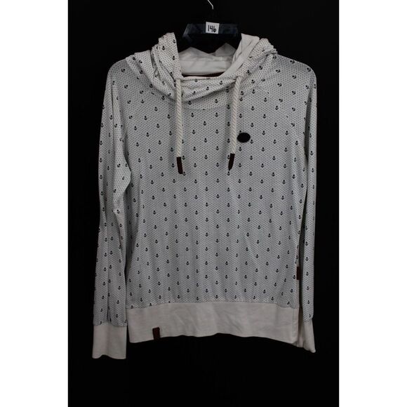 Naketano Brave New Word Cowl Hoodie Size M Anchors PATTERN NAUTICAL - Picture 1 of 7